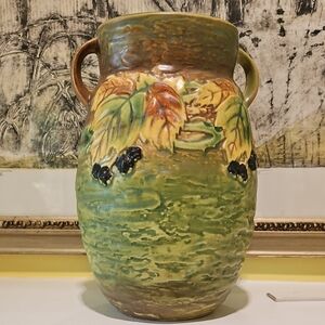 Vintage Roseville Blackberry Pottery Vase 1932